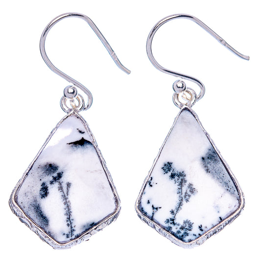 Dendritic Opal Earrings 1 3/8" (925 Sterling Silver) E1929