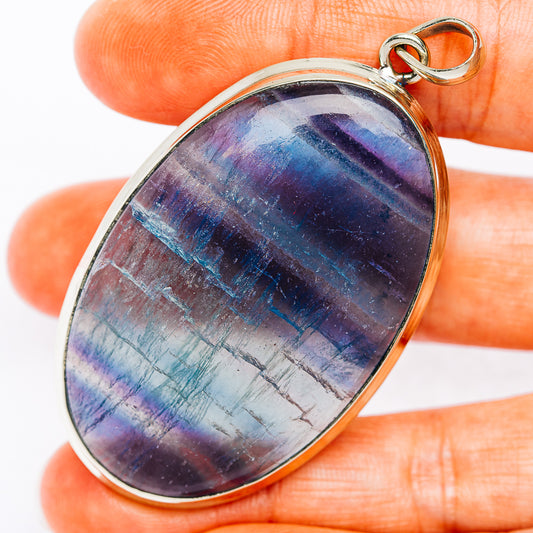 Multi Fluorite Pendant 2 3/8" (German Silver)