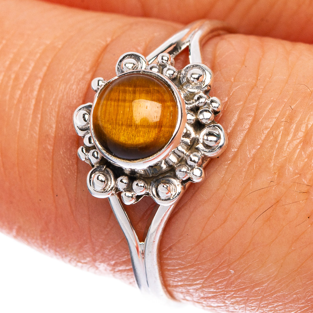 Tiger Eye Dainty Ring Size 7.75 (925 Sterling Silver) R1080