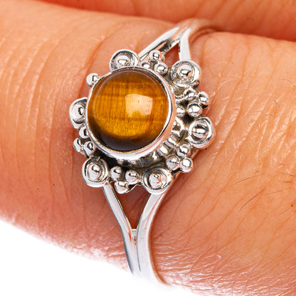 Tiger Eye Dainty Ring Size 7.75 (925 Sterling Silver) R1080
