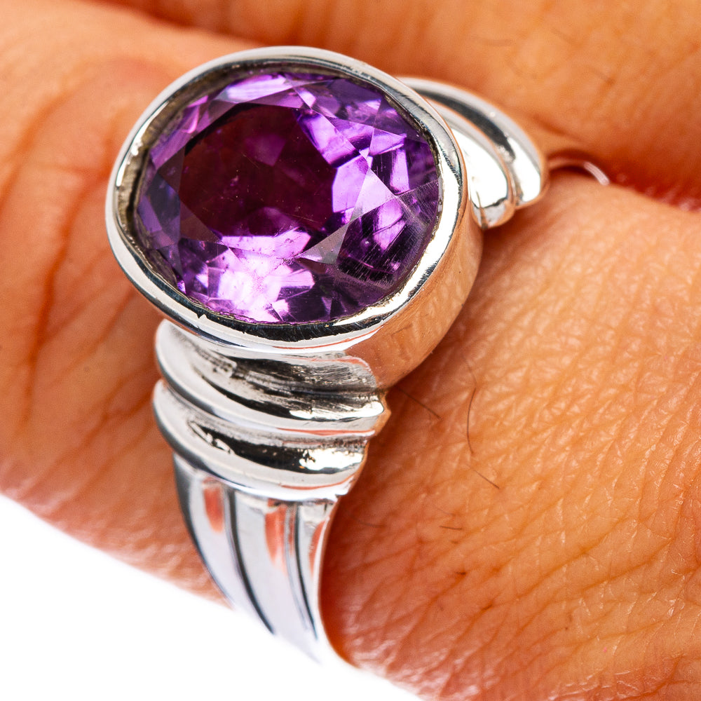 Faceted Amethyst Ring Size 10 (925 Sterling Silver) R146389