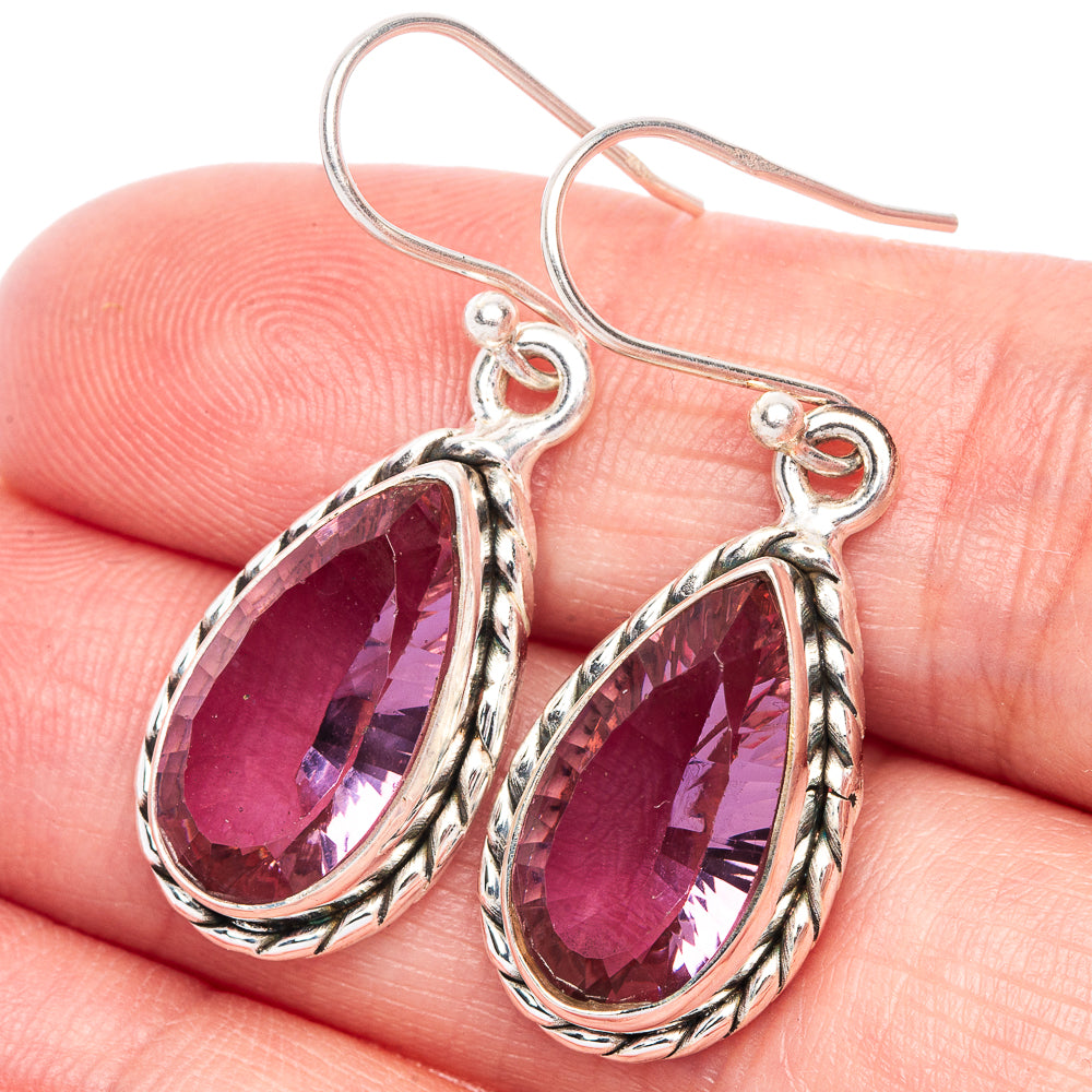 Faceted Alexandrite (Lab.) Earrings 1 1/2" (925 Sterling Silver) E433488