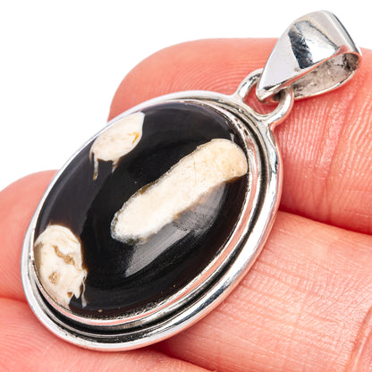 Peanut Wood Jasper Pendant 1 3/8" (925 Sterling Silver) P41406