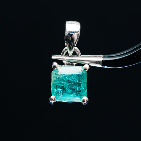 Premium Faceted Zambian Emerald Pendant 5/8" (.925 Sterling Silver)