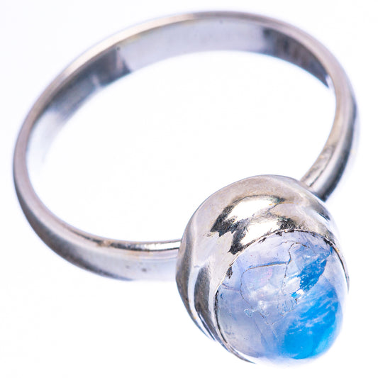 Rainbow Moonstone Ring Size 7.5 (925 Sterling Silver) R3764