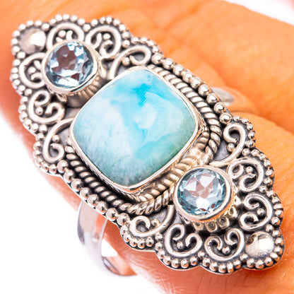 Large Larimar, Blue Topaz Ring Size 10 (925 Sterling Silver) R141051
