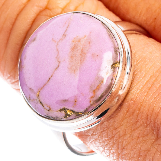 Lavender phosphosiderite sterling silver ring with veining, size 9.75