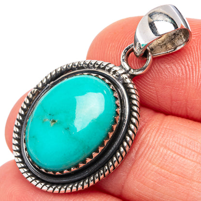 Rare Kingman Turquoise Pendant 1 3/8" (.925 Sterling Silver)