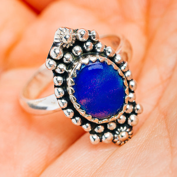 Southwestern Style Aurora Opal Ring Size 6.75 (.925 Sterling Silver)