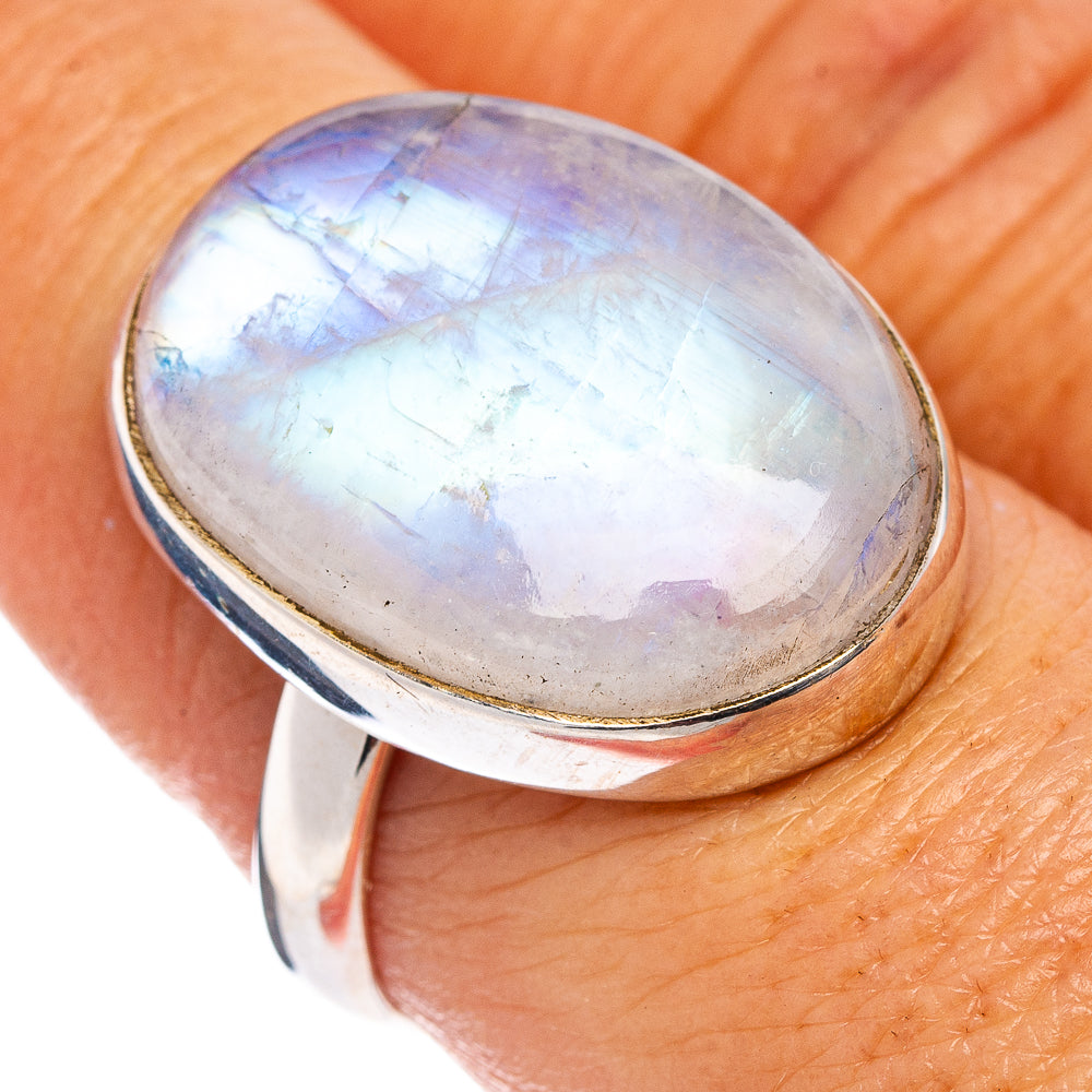 Premium Rainbow Moonstone Ring Size 8 Adjustable (.925 Sterling Silver)