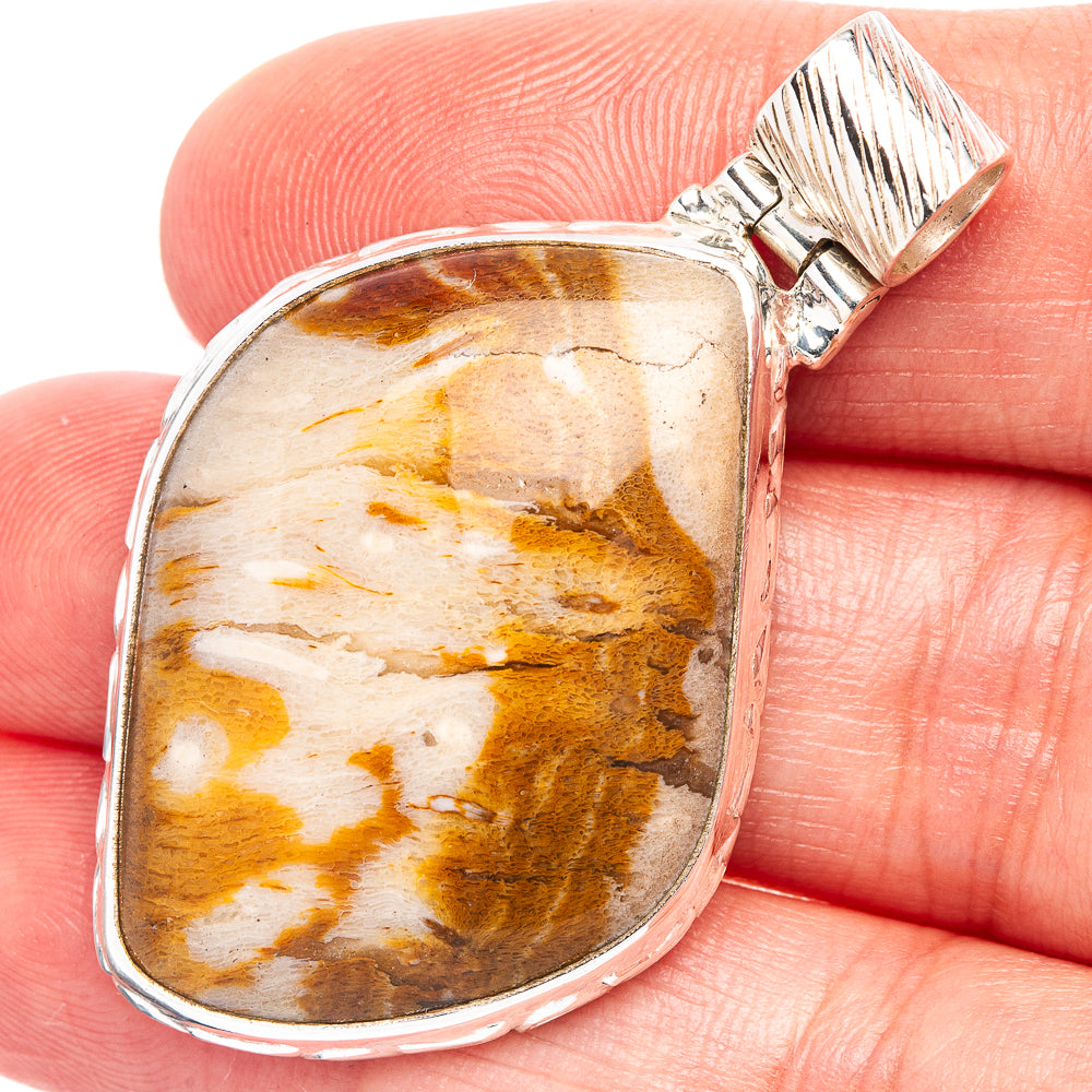 Peanut Wood Jasper Pendant 1 3/4" (.925 Sterling Silver)
