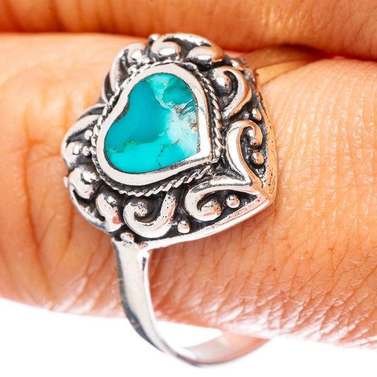 Rare Arizona Turquoise Heart Ring Size 11.75 (925 Sterling Silver) R4467