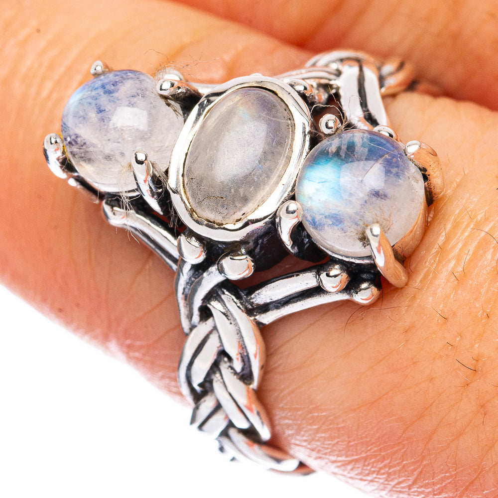 Rainbow Moonstone Ring Size 8.25 (925 Sterling Silver) R2821