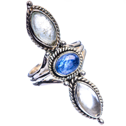 Large Kyanite, Rainbow Moonstone Ring Size 7 (925 Sterling Silver) R144191