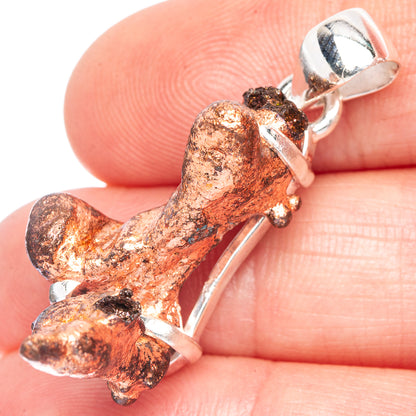 Raw Copper Nugget Pendant 1 1/4" (925 Sterling Silver) P41535
