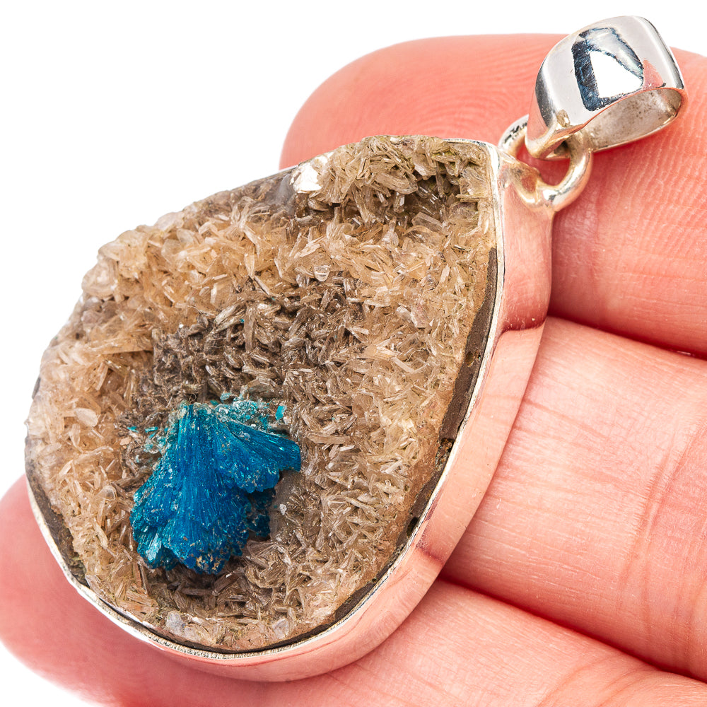 Cavansite Crystal Pendant 1 3/4" (925 Sterling Silver) P44411