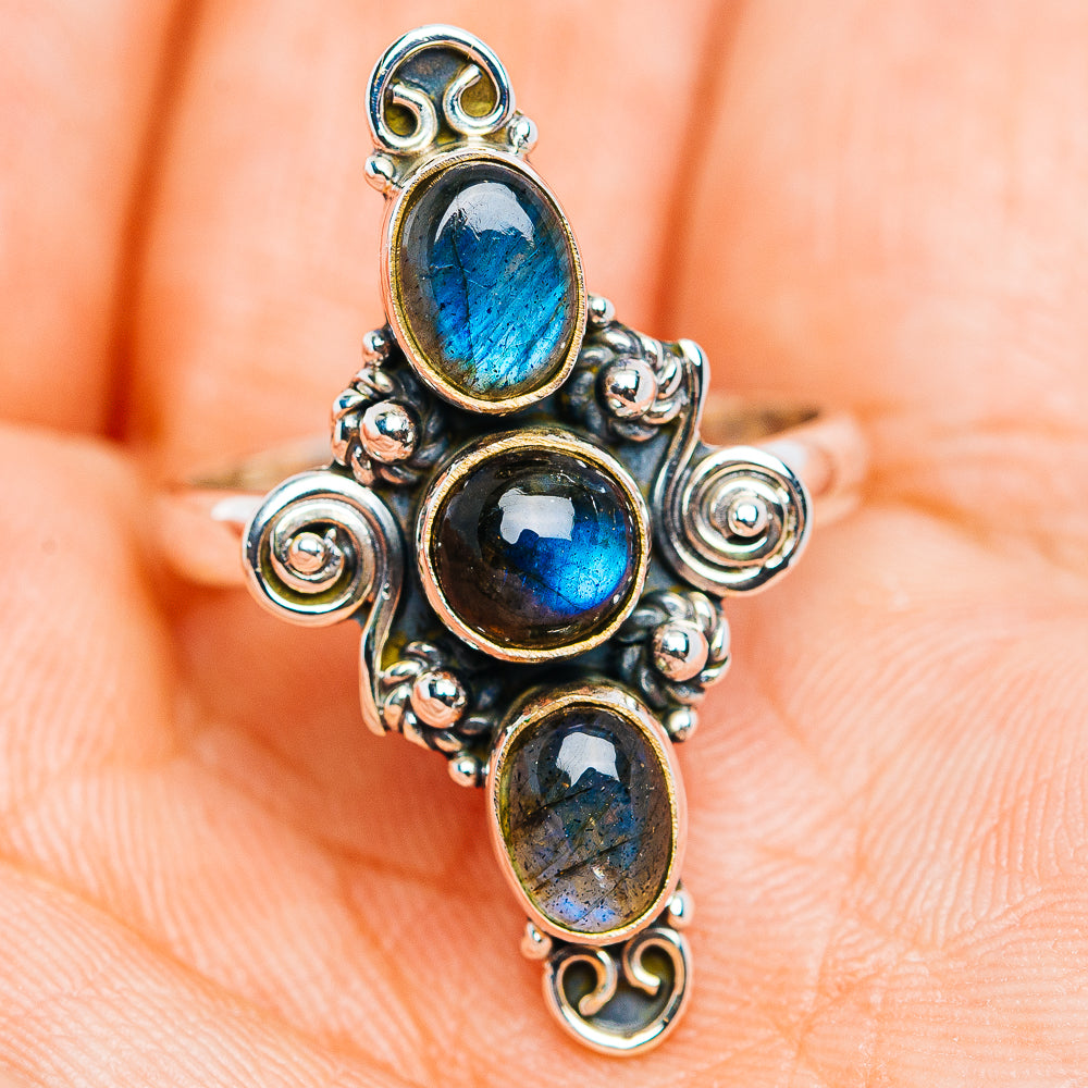 Labradorite Boho Ring Size 8.5 (.925 Sterling Silver)