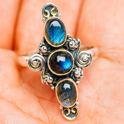 Labradorite Boho Ring Size 8.5 (.925 Sterling Silver)