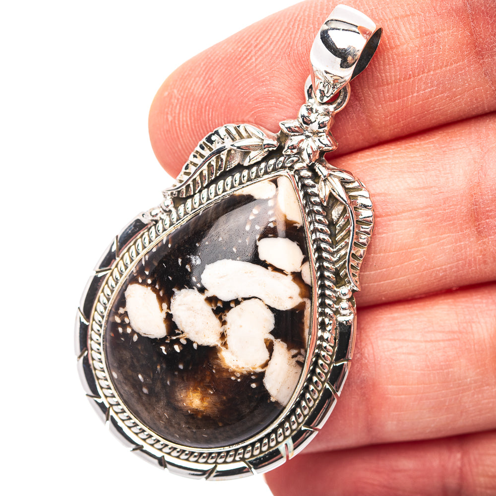 Premium Southwestern Style Peanut Wood Jasper Pendant 2" (.925 Sterling Silver)