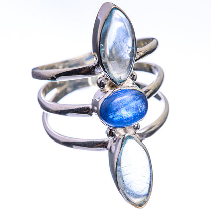 Kyanite, Rainbow Moonstone 925 Sterling Silver Ring Size 8.25