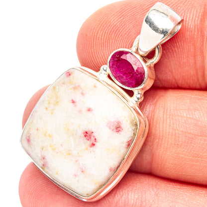 Cinnabar, Ruby Pendant 1 3/8" (.925 Sterling Silver)