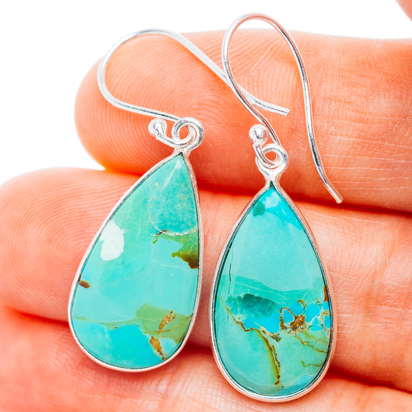 Mojave Turquoise Earrings 1 1/2" (.925 Sterling Silver)