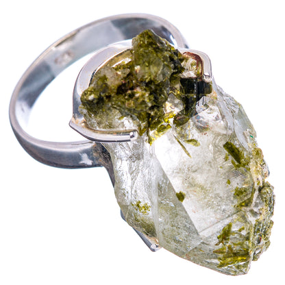Raw Epidote Quartz Ring Size 8 (.925 Sterling Silver)