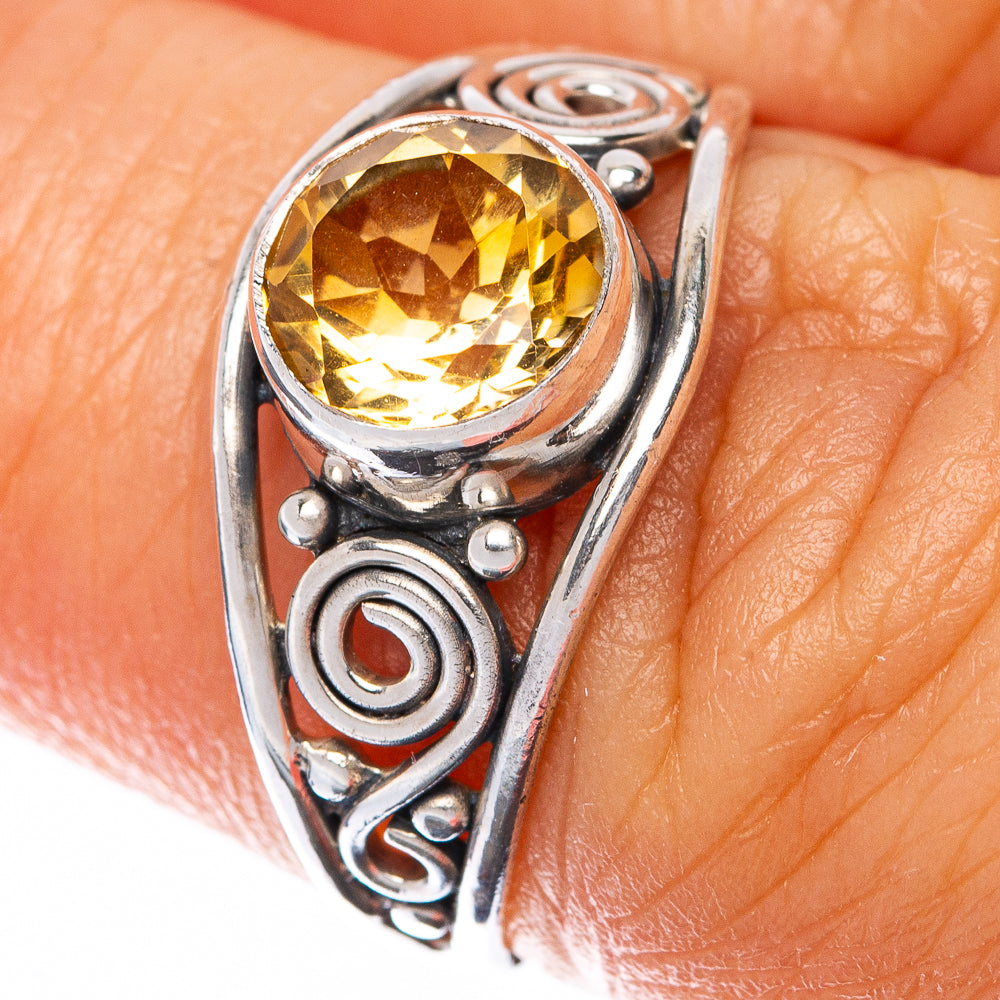 Faceted Citrine Dainty Ring Size 6.25 (925 Sterling Silver) R144996