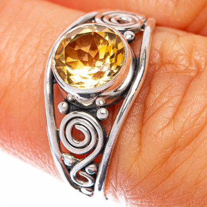 Faceted Citrine Dainty Ring Size 6.25 (925 Sterling Silver) R144996