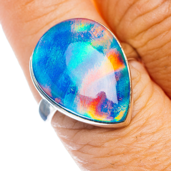 Aurora Opal Ring Size 8.75 (.925 Sterling Silver)