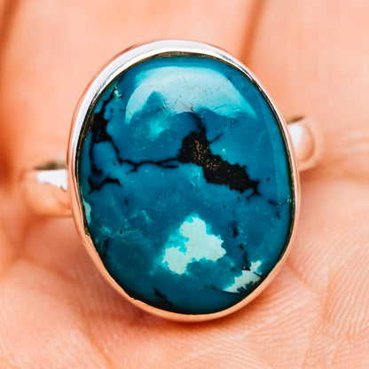 Tibetan Turquoise Ring Size 8 (.925 Sterling Silver)