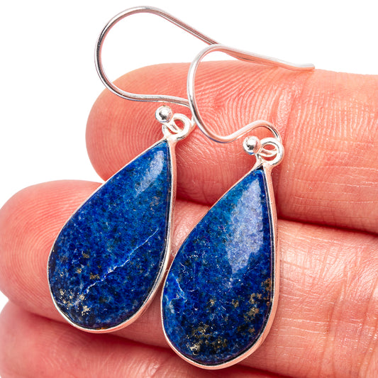 Lapis lazuli teardrop earrings in .925 sterling silver, blue stone on silver hooks