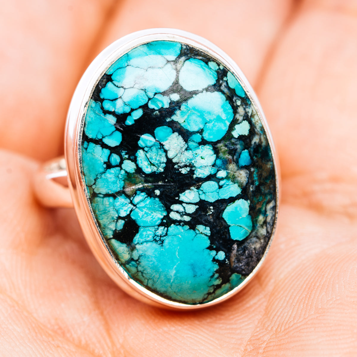 Premium Tibetan Turquoise Ring Size 9 (.925 Sterling Silver)