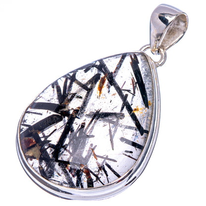 Tourmalated Quartz Pendant 1 5/8" (.925 Sterling Silver)