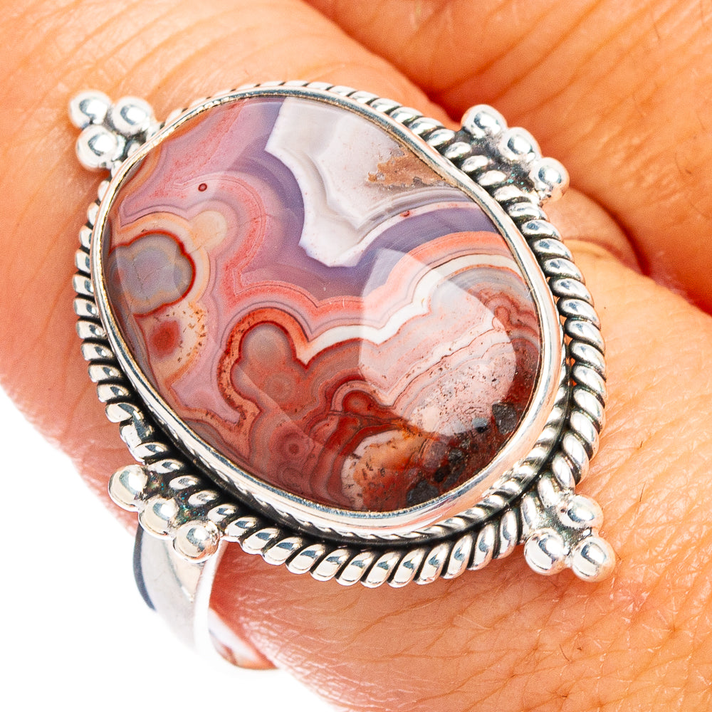 Crazy Lace Agate Ring Size 9.75 (.925 Sterling Silver)