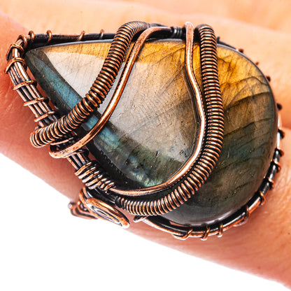 Labradorite Wire Wrap Ring Size 6 (Oxidized Copper)