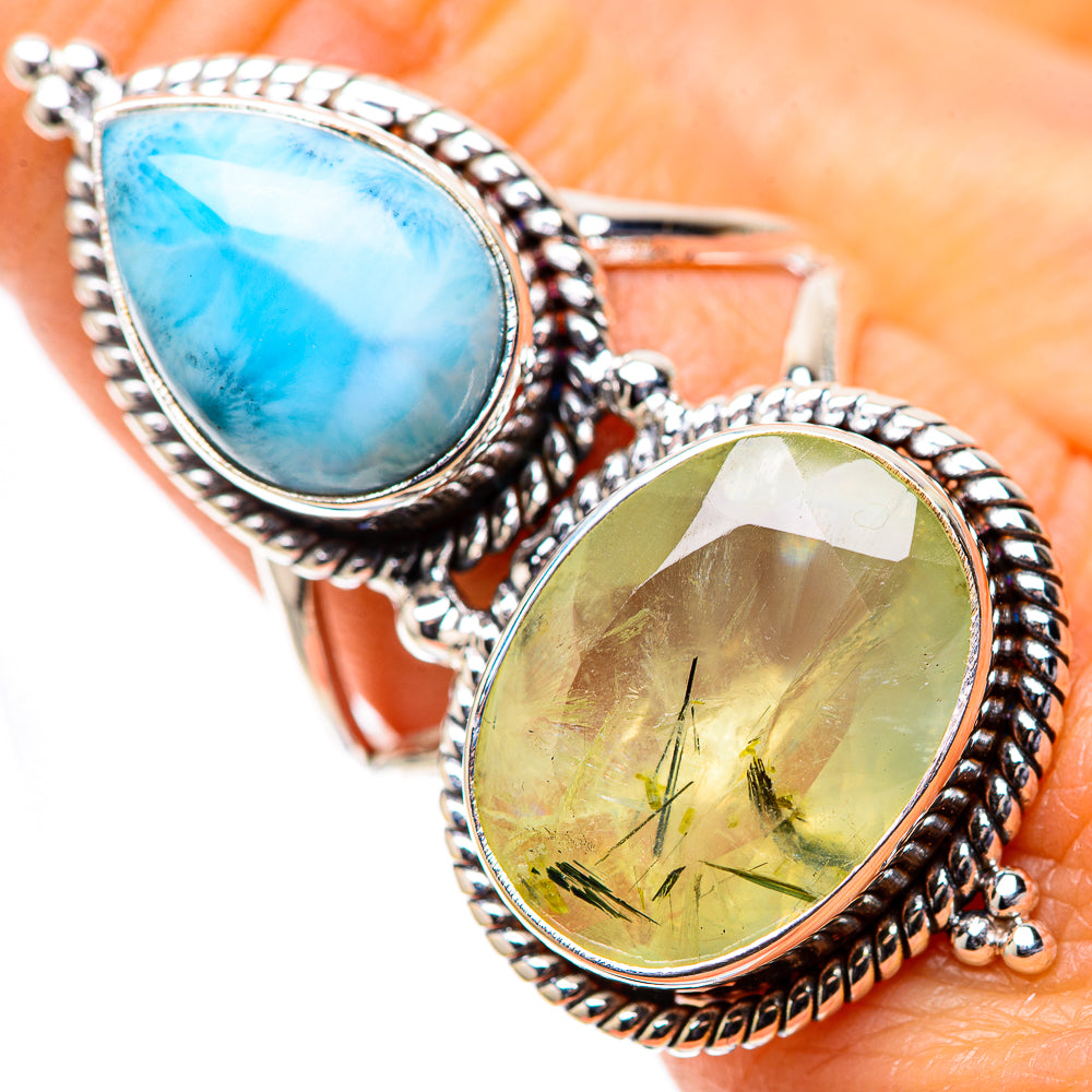 Large Prehnite, Larimar 925 Sterling Silver Ring Size 9 (925 Sterling Silver) RING139489
