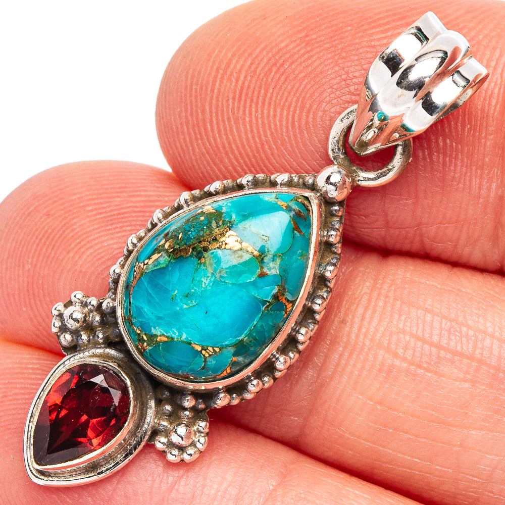 Blue Copper Composite Turquoise Pendant 1 1/2" (925 Sterling Silver) P44987