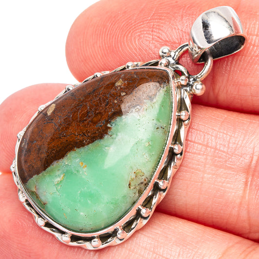 Boulder Chrysoprase Pendant 1 1/2" (925 Sterling Silver) P44040