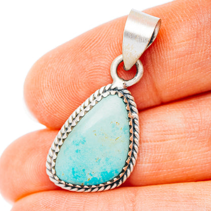 Southwestern Style Santa Maria Turquoise Pendant 1 3/8" (.925 Sterling Silver)