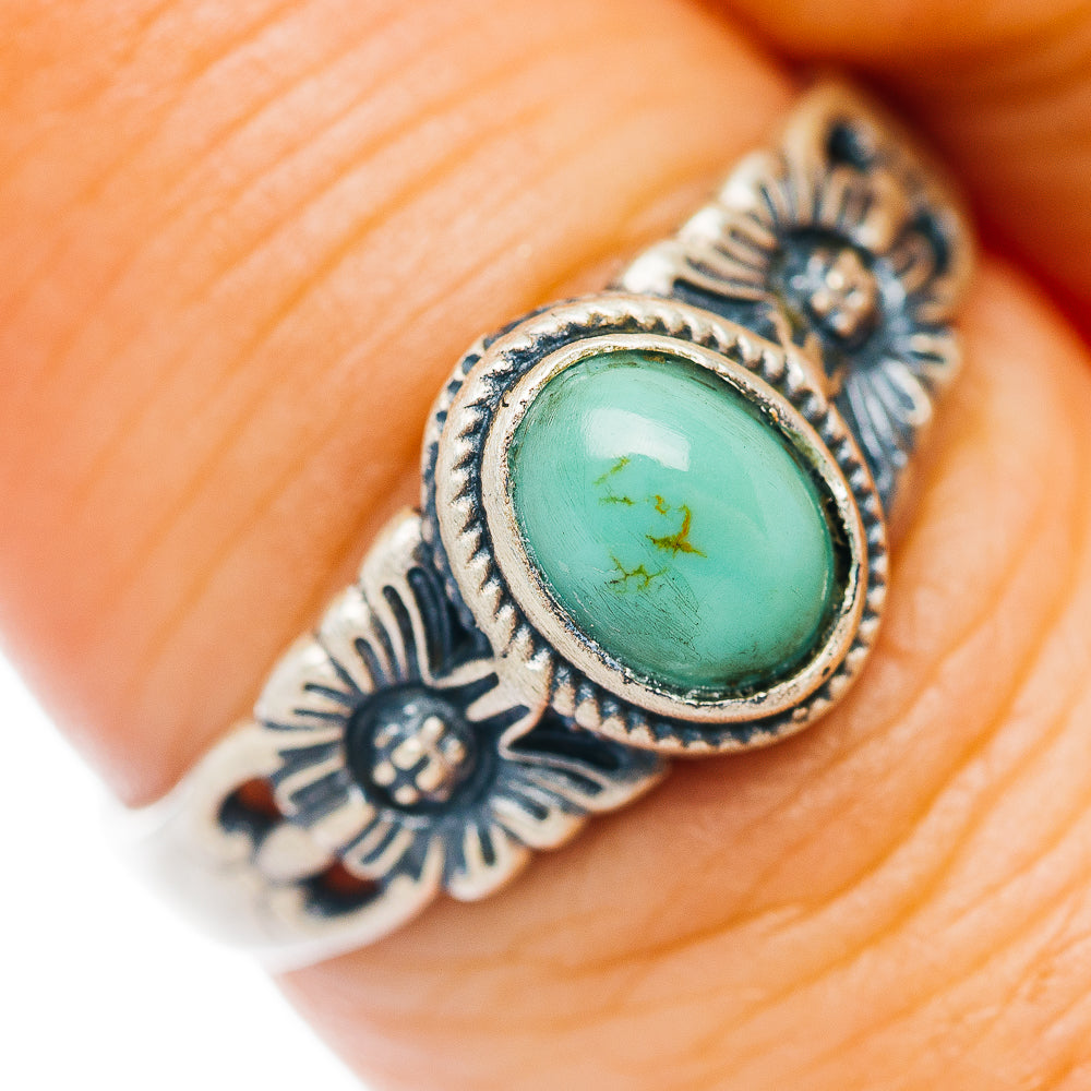 Mojave Turquoise Flower Ring Size 8 (.925 Sterling Silver)