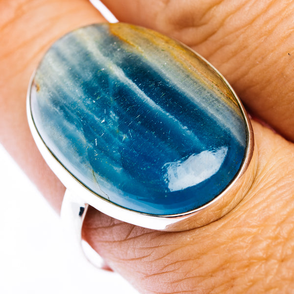 Rare Aquatine Lemurian Calcite Ring Size 9.5 (.925 Sterling Silver)