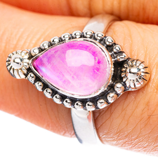 Pink Moonstone Ring Size 8 (925 Sterling Silver) R3792