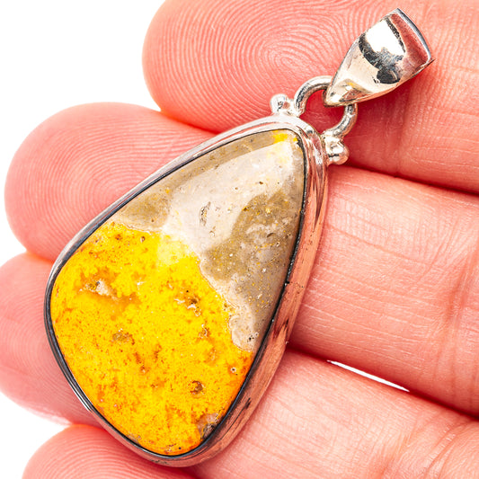 Bumblebee jasper pendant with teardrop yellow-brown stone in .925 sterling silver