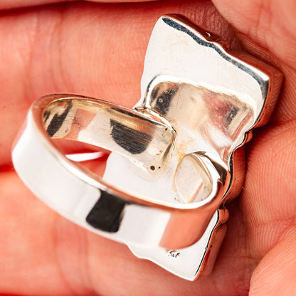Exclusive Honey Dahlia & Mohave Turquoise Ring Size 7 Adjustable (.925 Sterling Silver)