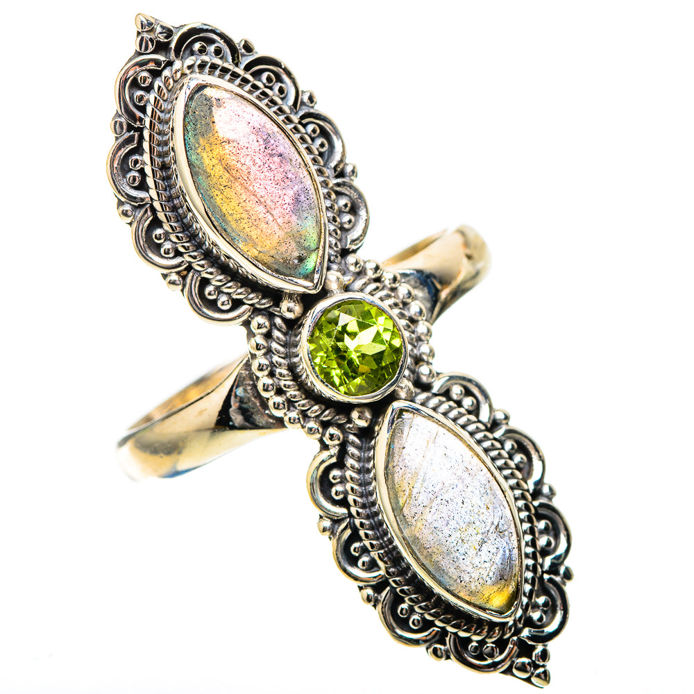 Large Labradorite, Peridot Ring Size 10.75 (925 Sterling Silver) RING138011