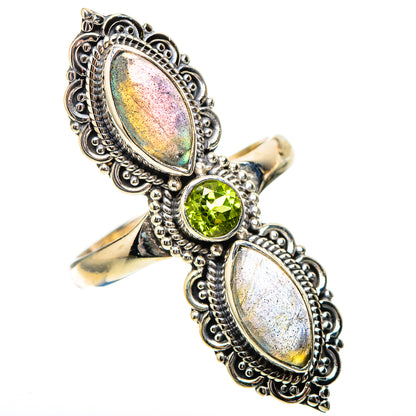 Large Labradorite, Peridot Ring Size 10.75 (925 Sterling Silver) RING138011