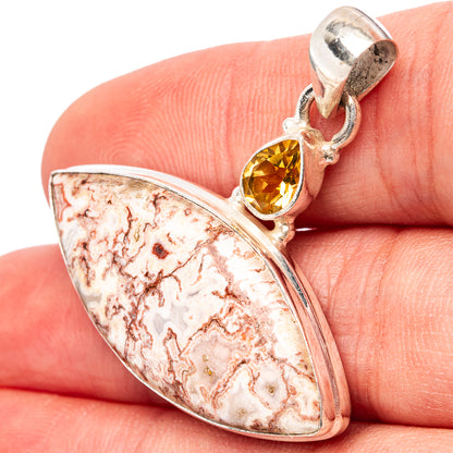 Rosetta Jasper, Citrine Pendant 1 3/8" (.925 Sterling Silver)
