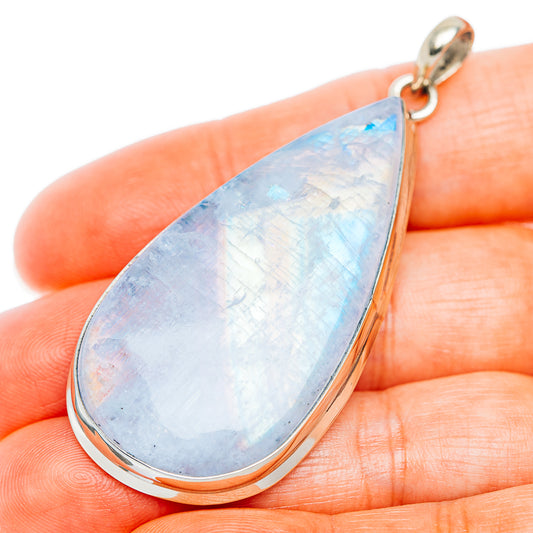 Rainbow Moonstone Pendant 2 3/8" (German Silver)