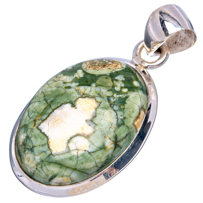 Rainforest Jasper Pendant 1 1/4" (925 Sterling Silver) P43435